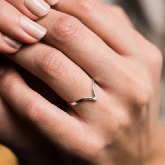 Sterling Silver Dainty Chevron V Ring Modern MIDI Thumb Simple Stackable… - Picture 2 of 10